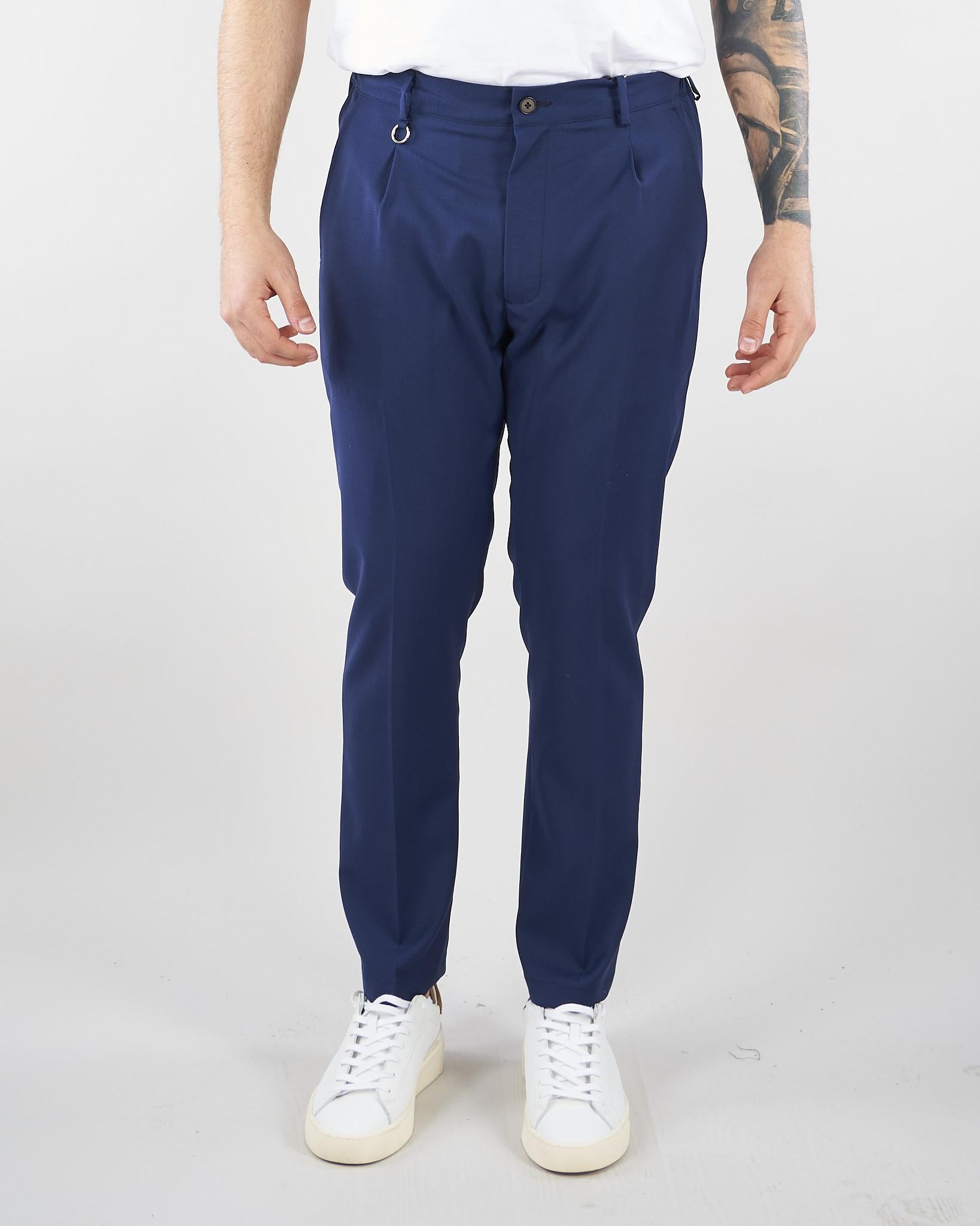 Pantalone Max Blu in fresco lana con elastico e pences GC1PSS266896 E003 GOLDEN CRAFT 