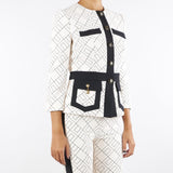 Giacca Milk-Nero bi-color in doppio crêpe GIS0156E2 EF1 ELISABETTA FRANCHI 