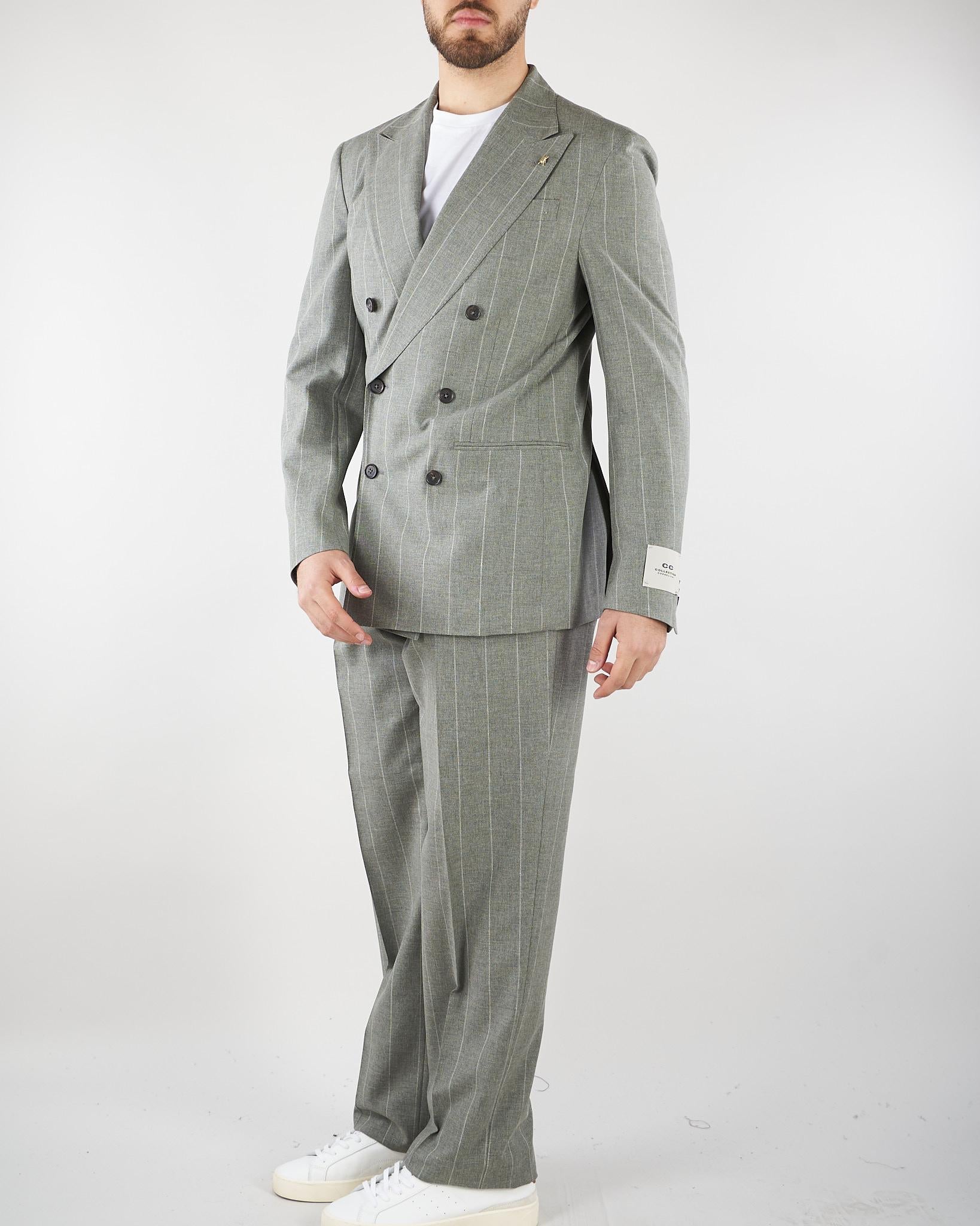 Abito Verde gessato doppiopetto 27NZ112767270 50 CORNELIANI 