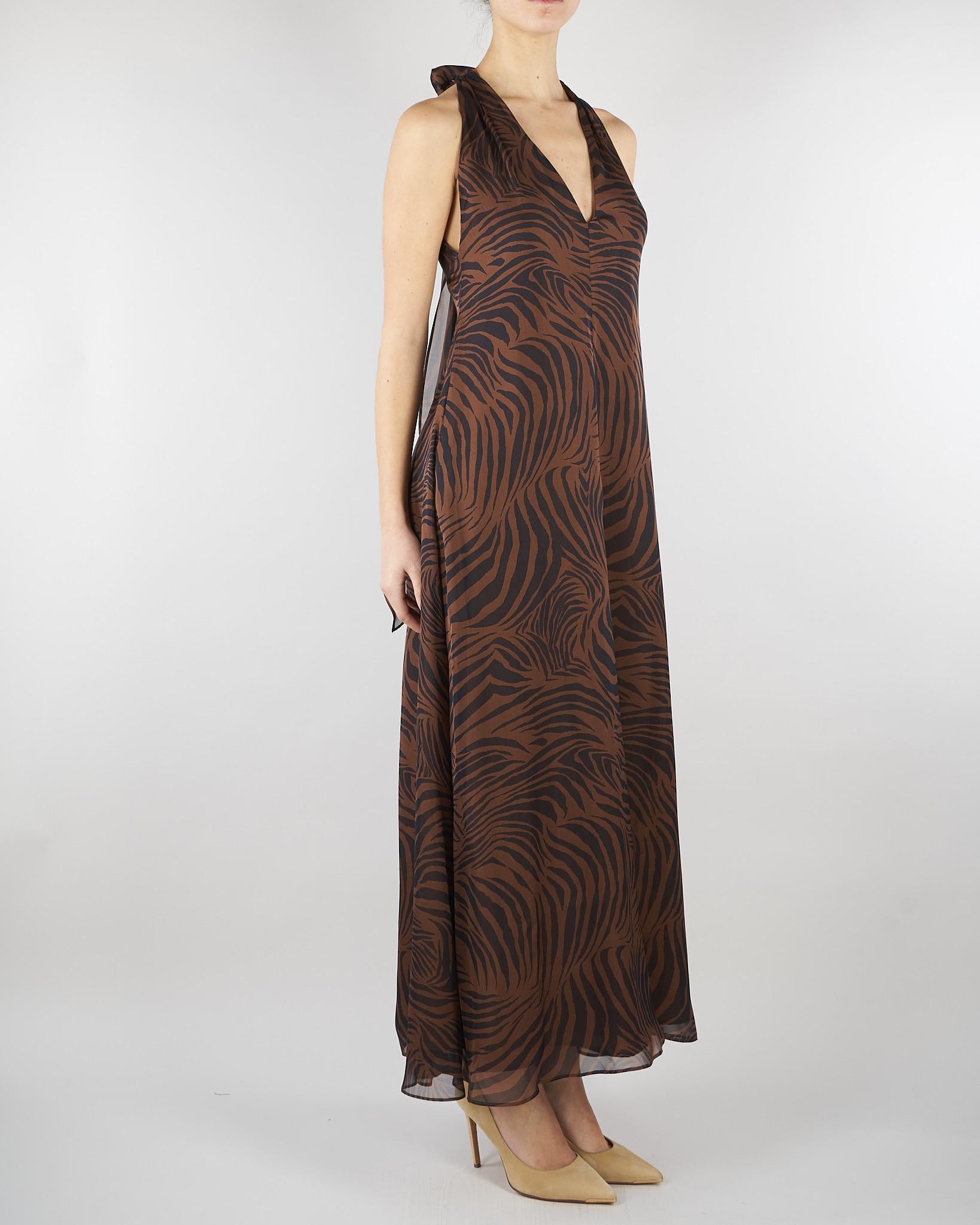 Abito Marrone in chiffon di seta stampato MSTSALICE 2 MAX MARA STUDIO 