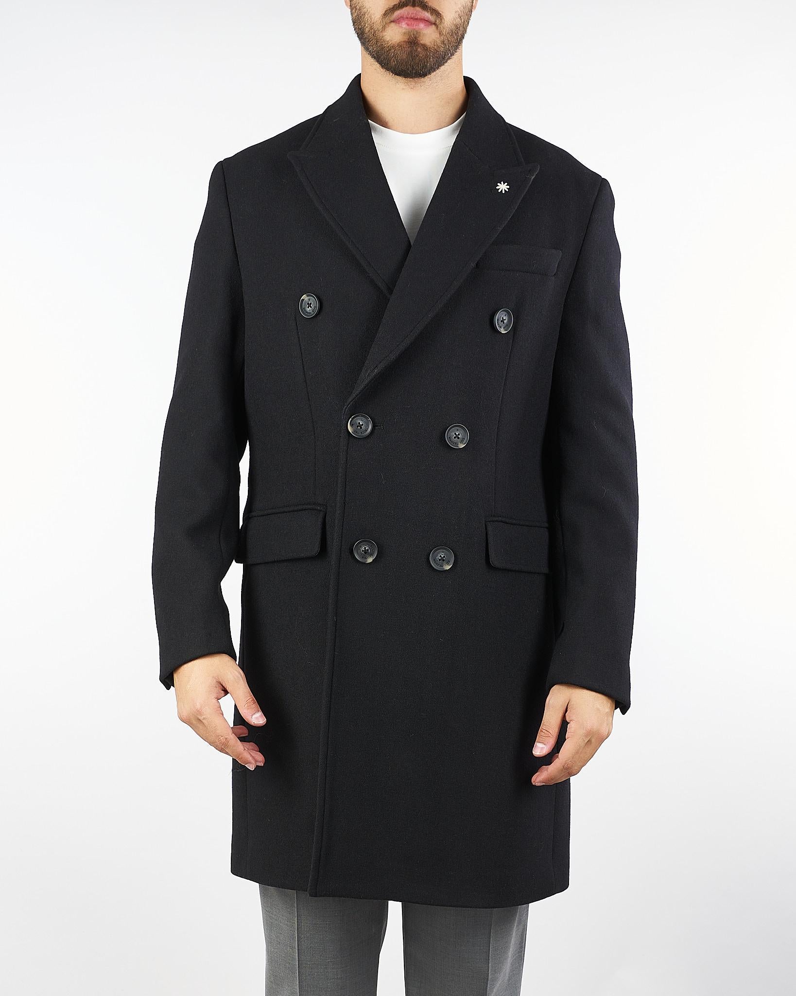 Cappotto Nero in lana doppiopetto 3932C4438C253738 99 MANUEL RITZ 