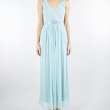 Abito Acqua lungo con cintura gioiello