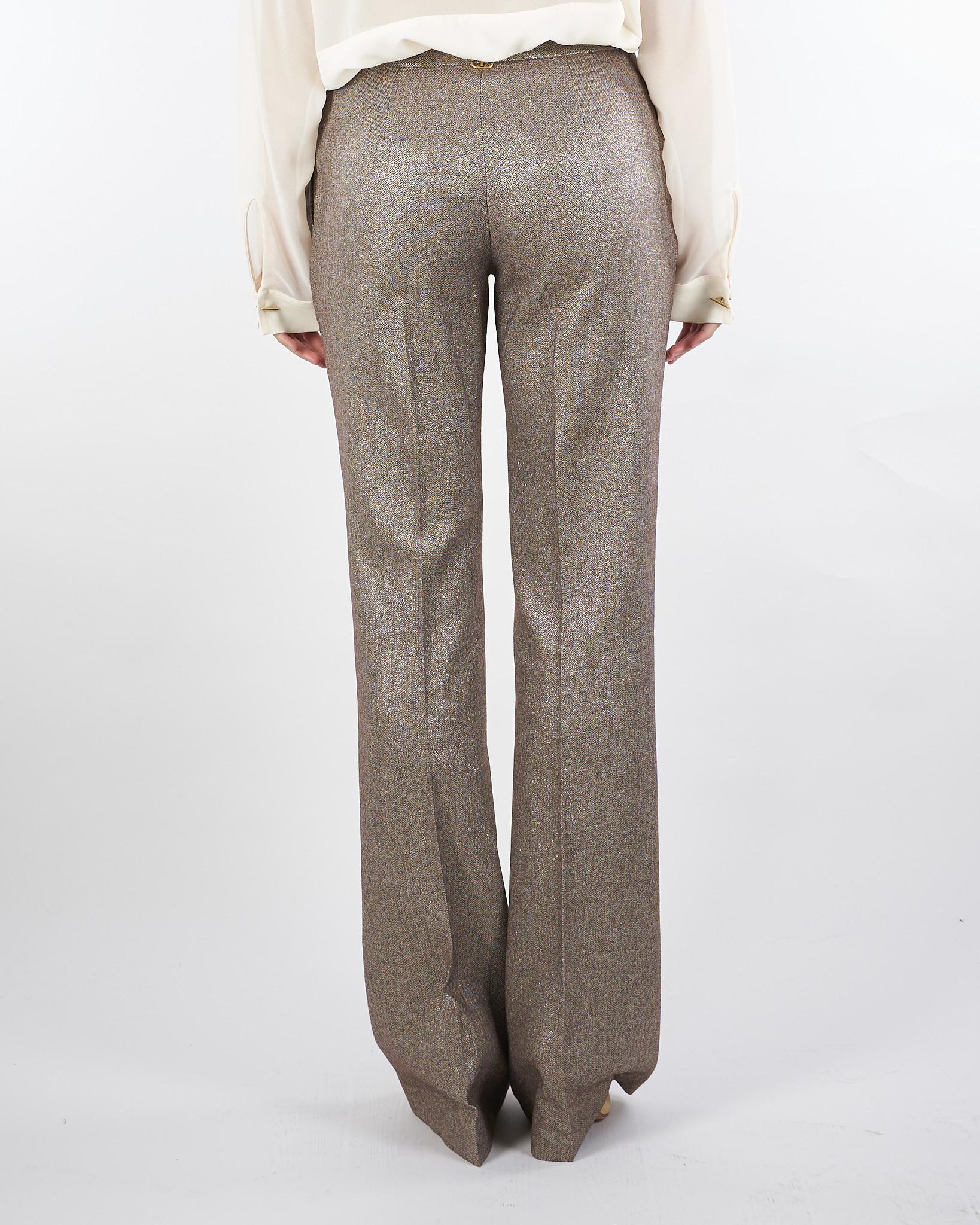 Pantaloni flare Marrone in misto lana con lurex TT2161 12864 TWIN SET 