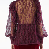 Camicia Bordeaux in pizzo con rouches ACT15175CA0602 85 ACTUALEE 