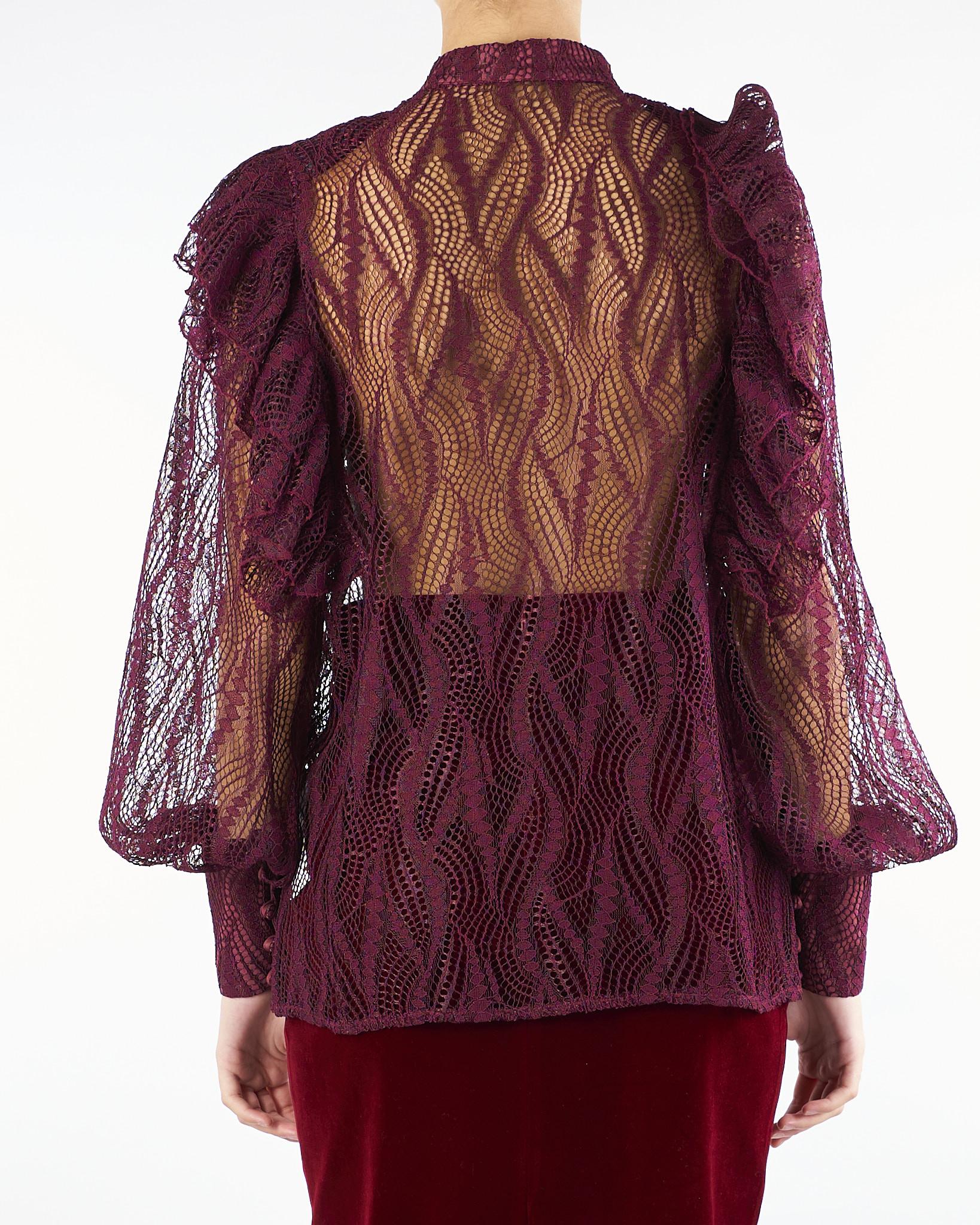 Camicia Bordeaux in pizzo con rouches ACT15175CA0602 85 ACTUALEE 
