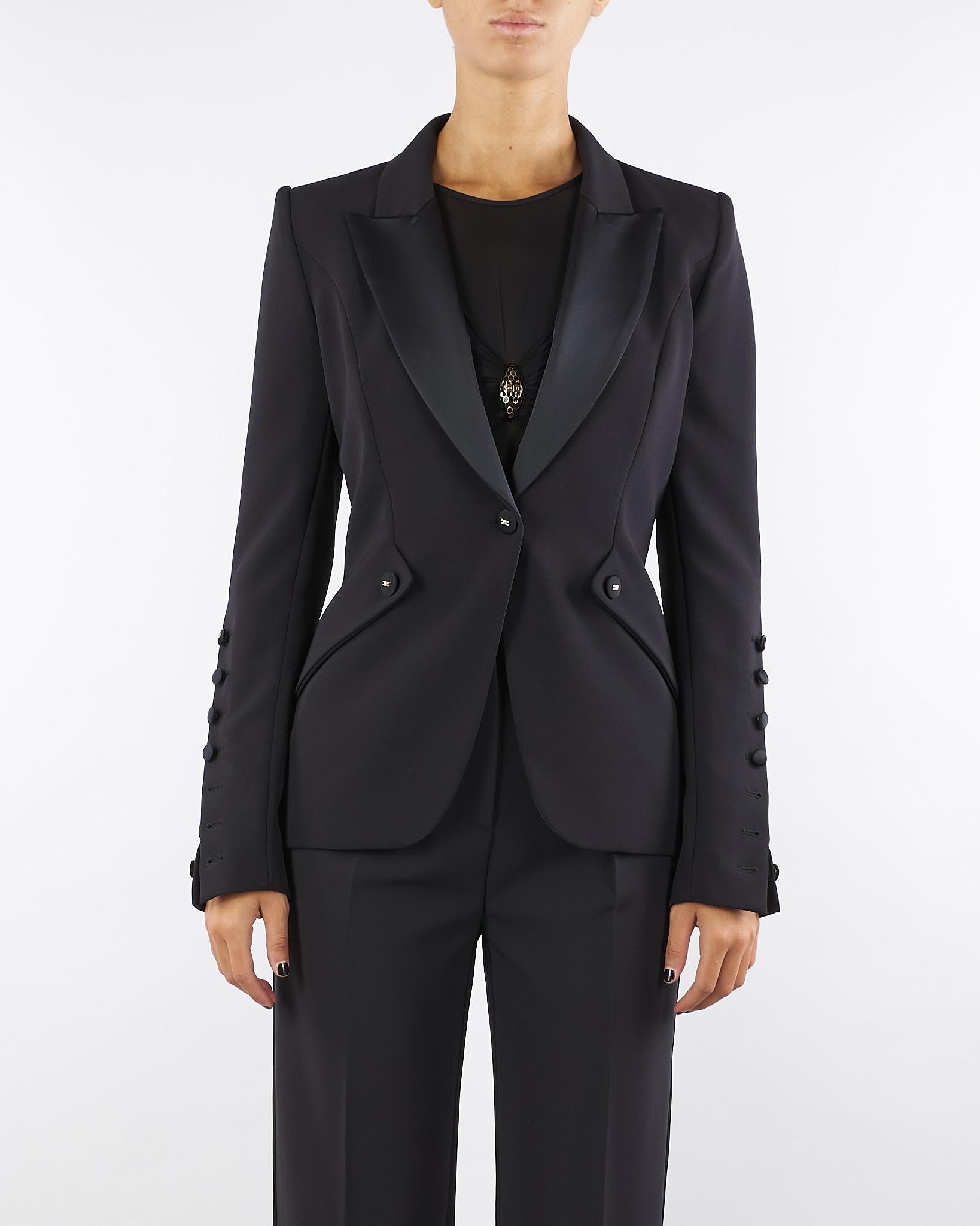 Giacca Nero in crêpe leggero GI15456E2 110 ELISABETTA FRANCHI 