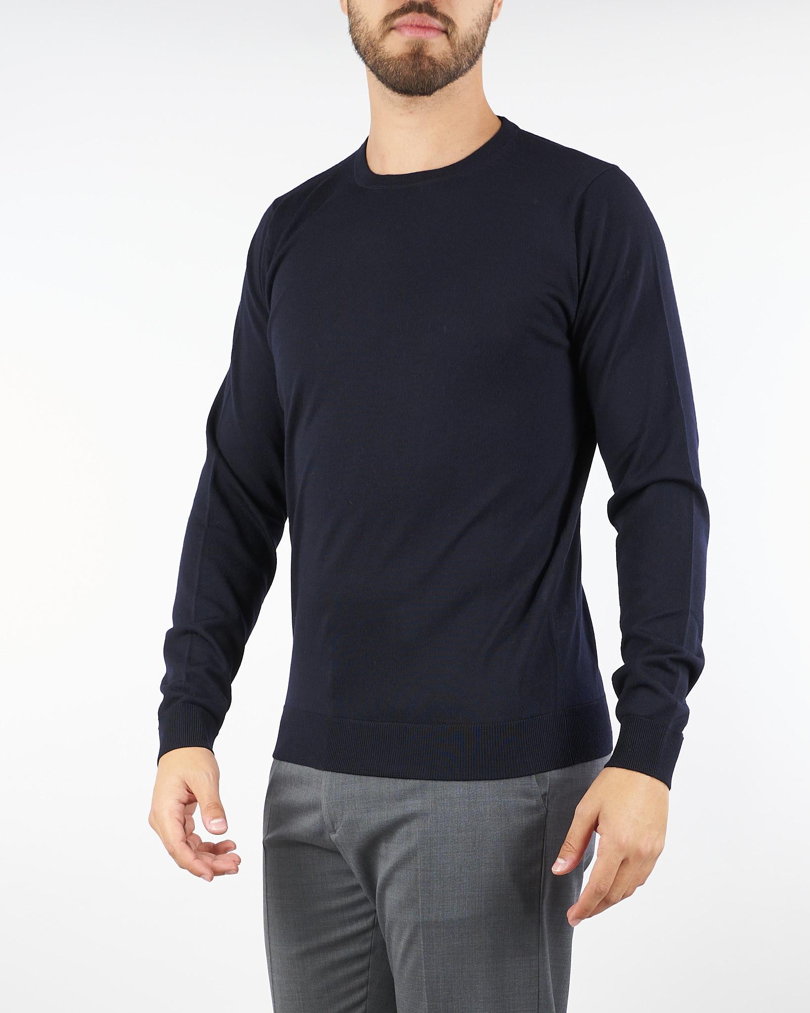 Maglia Blu in lana merinos 30618 400 JEORDIE'S 