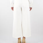 Pantalone bianco in bull di cotone con ricami WKDADUNCO 9 MAX MARA WEEKEND 