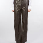 Pantaloni Marrone in ecopelle con gamba larga P6B9KGJC 80 IMPERIAL 