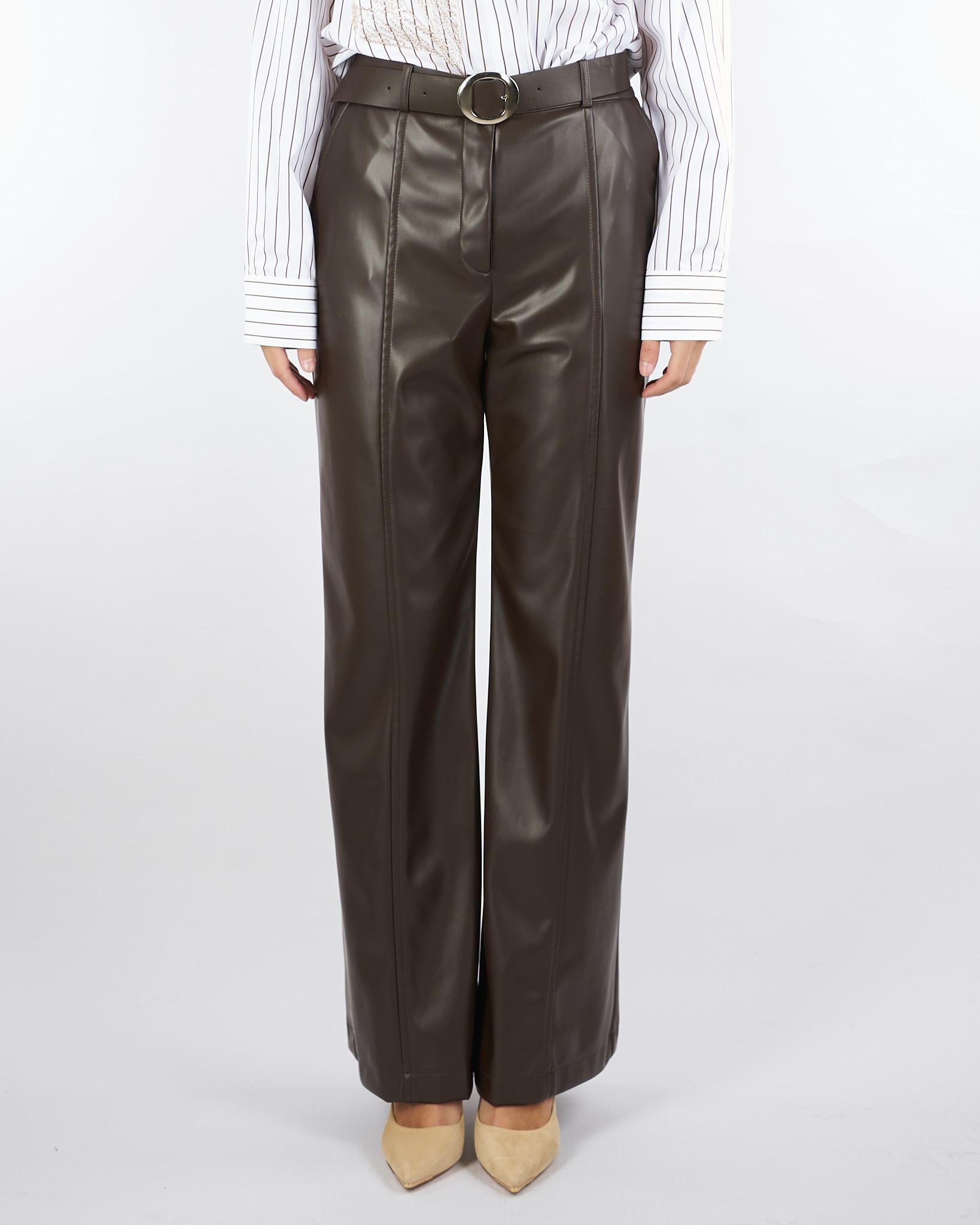 Pantaloni Marrone in ecopelle con gamba larga P6B9KGJC 80 IMPERIAL 