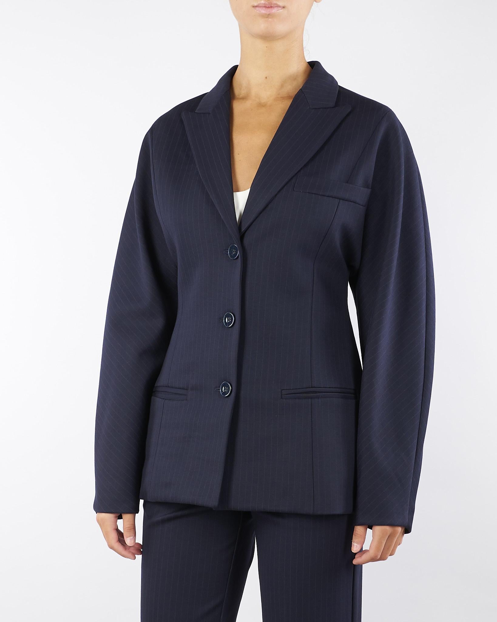 Giacca Blu gessata a tre bottoni TF0142 89 VICOLO 