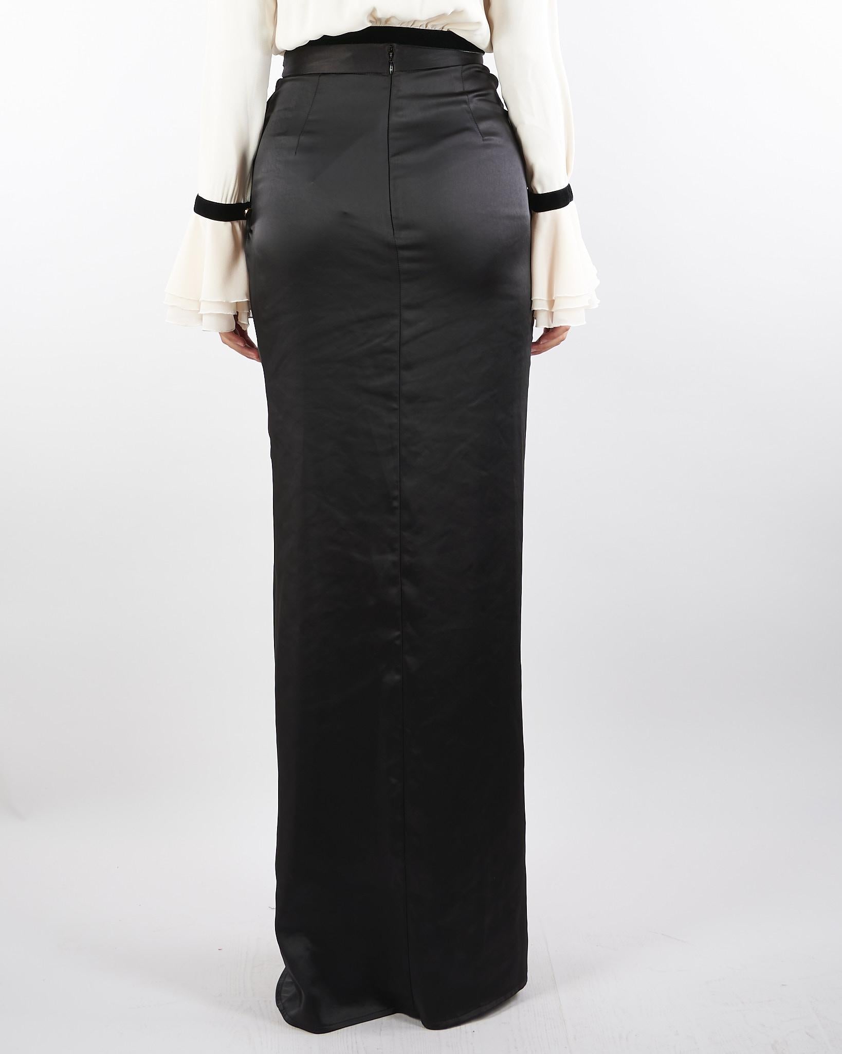 Gonna Nero in raso con dettaglio gioiello GO14657E2 110 ELISABETTA FRANCHI 