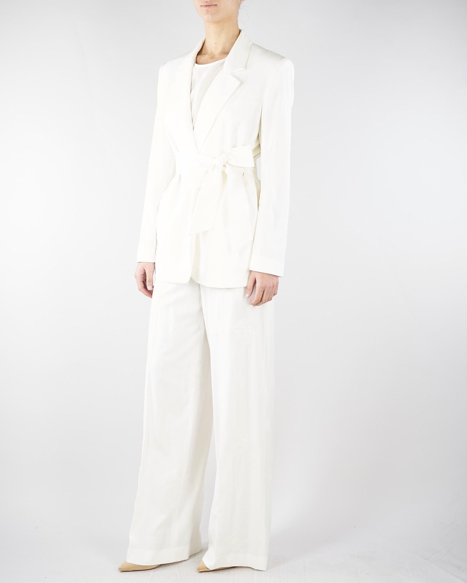 Giacca blazer Bianco ricamata con cintura TE2020 381 TWIN SET 