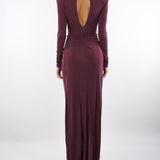 Abito Merlot Red Carpet in jersey cupro con drappeggi ABR0656E2 EA4 ELISABETTA FRANCHI 