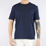 T-shirt basic Blu in jersey lucido