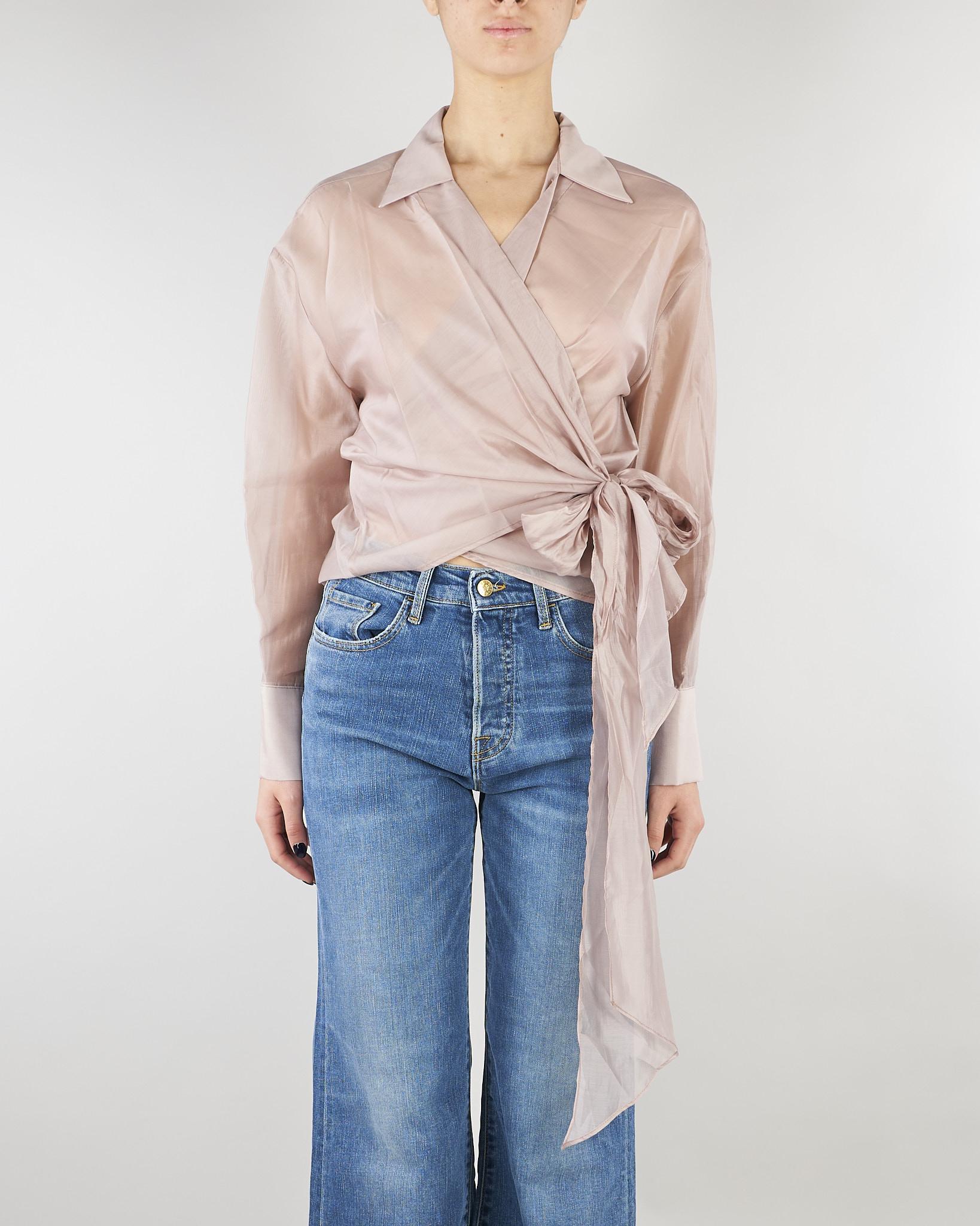 Camicia Cipria in organza con fiocco TAB0154 14 VICOLO 