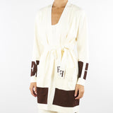 Cardigan Milk-Coffee in viscosa con bande lucide MK02S56E2 EG2 ELISABETTA FRANCHI 