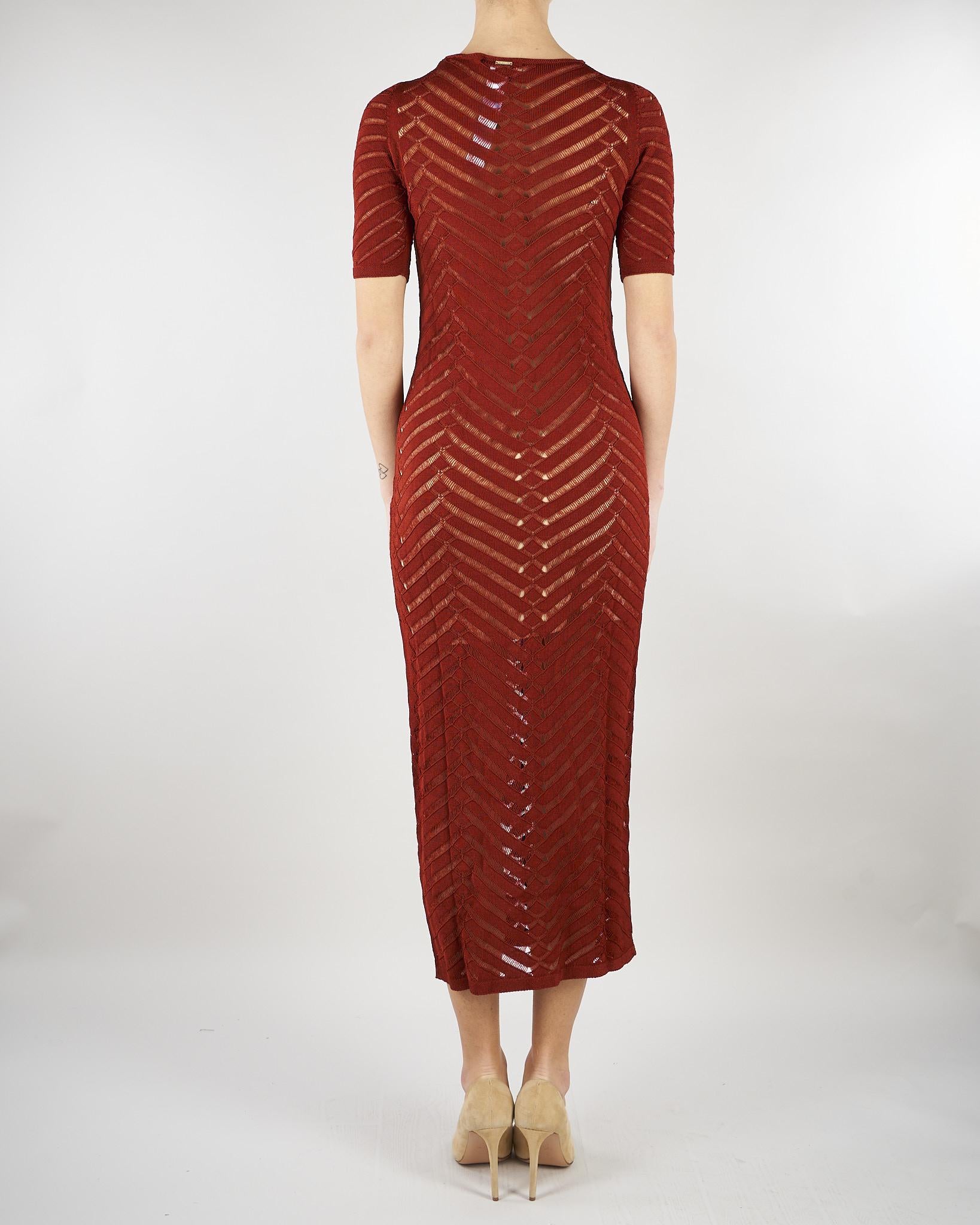 Abito lungo Ruggine in maglia chevron TT3100 13332 TWIN SET 