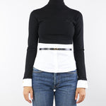 Maglia Nero-Bianco in viscosa e popeline di cotone MK14T56E2 222 ELISABETTA FRANCHI 