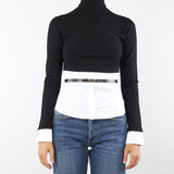 Maglia Nero-Bianco in viscosa e popeline di cotone MK14T56E2 222 ELISABETTA FRANCHI 