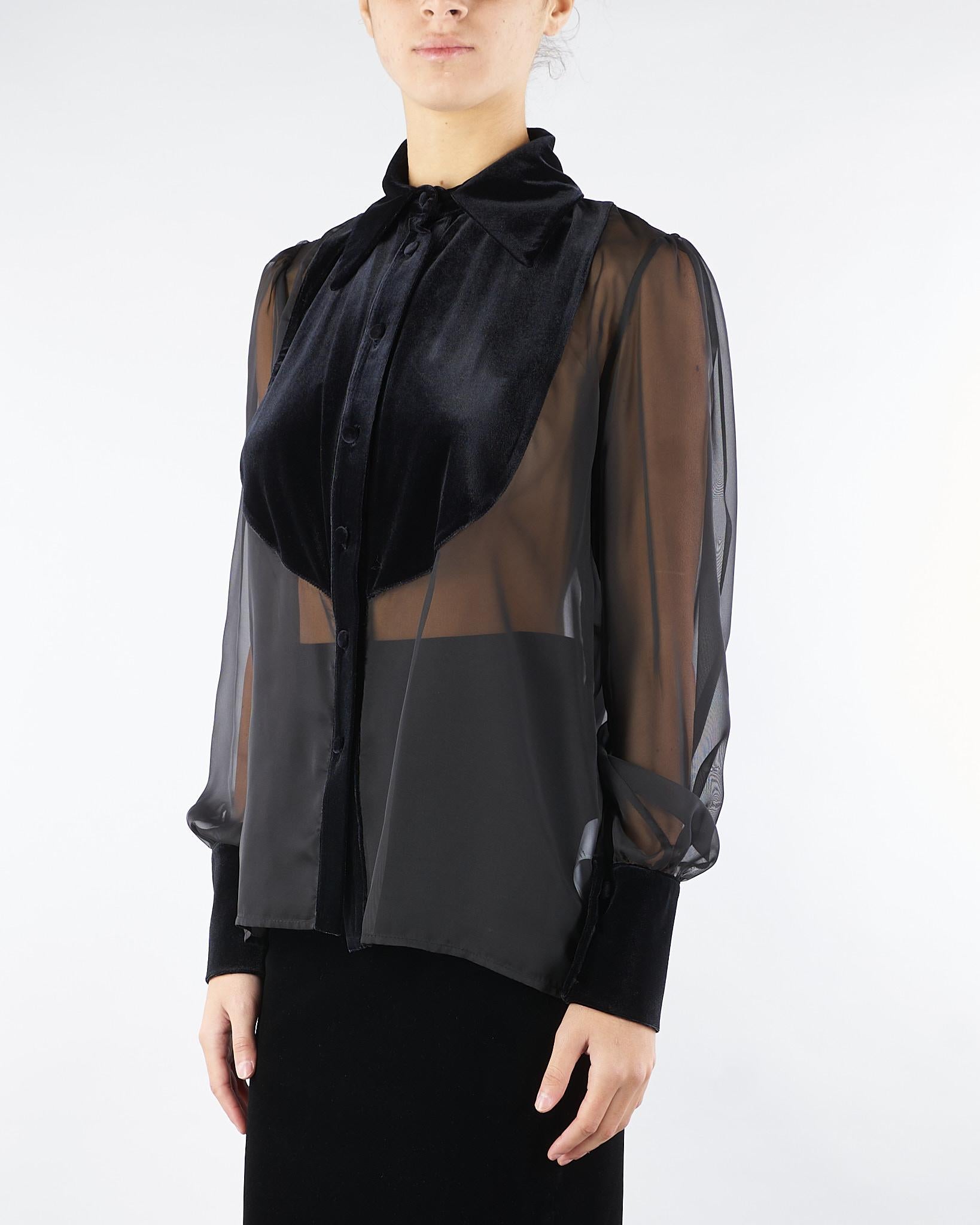 Camicia Nero in organza con dettagli in velluto ACT15122CA0593 99 ACTUALEE 