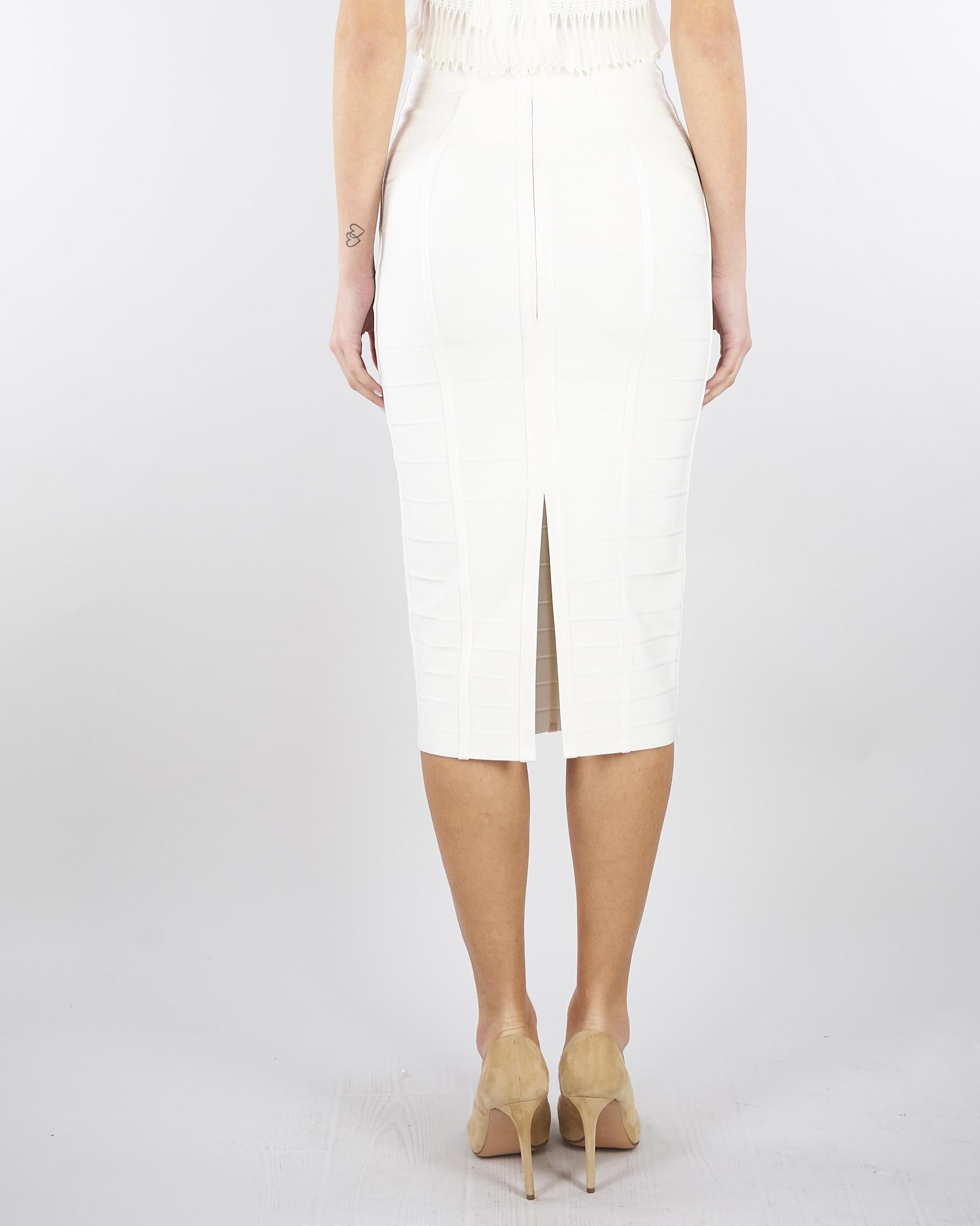 Gonna Avorio in maglia 3D<BR/> GK30D62E2 360 ELISABETTA FRANCHI 