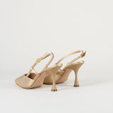 Slingback Champagne in raso con micro borchie 7507 35 FRANCESCO SACCO 