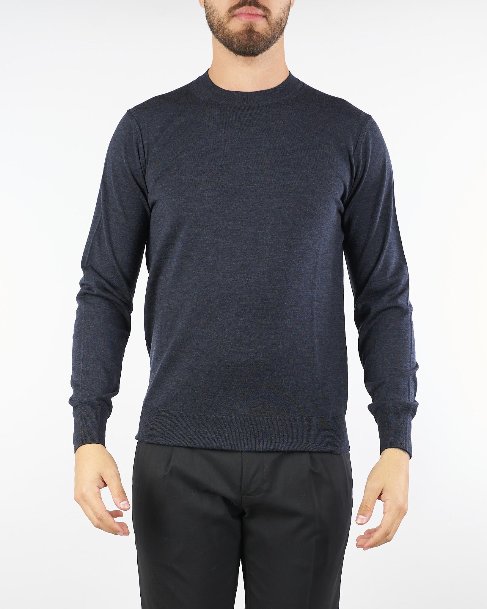 Maglia Antracite in pura lana merinos finezza 16 A001F001 8928 PAOLO PECORA 