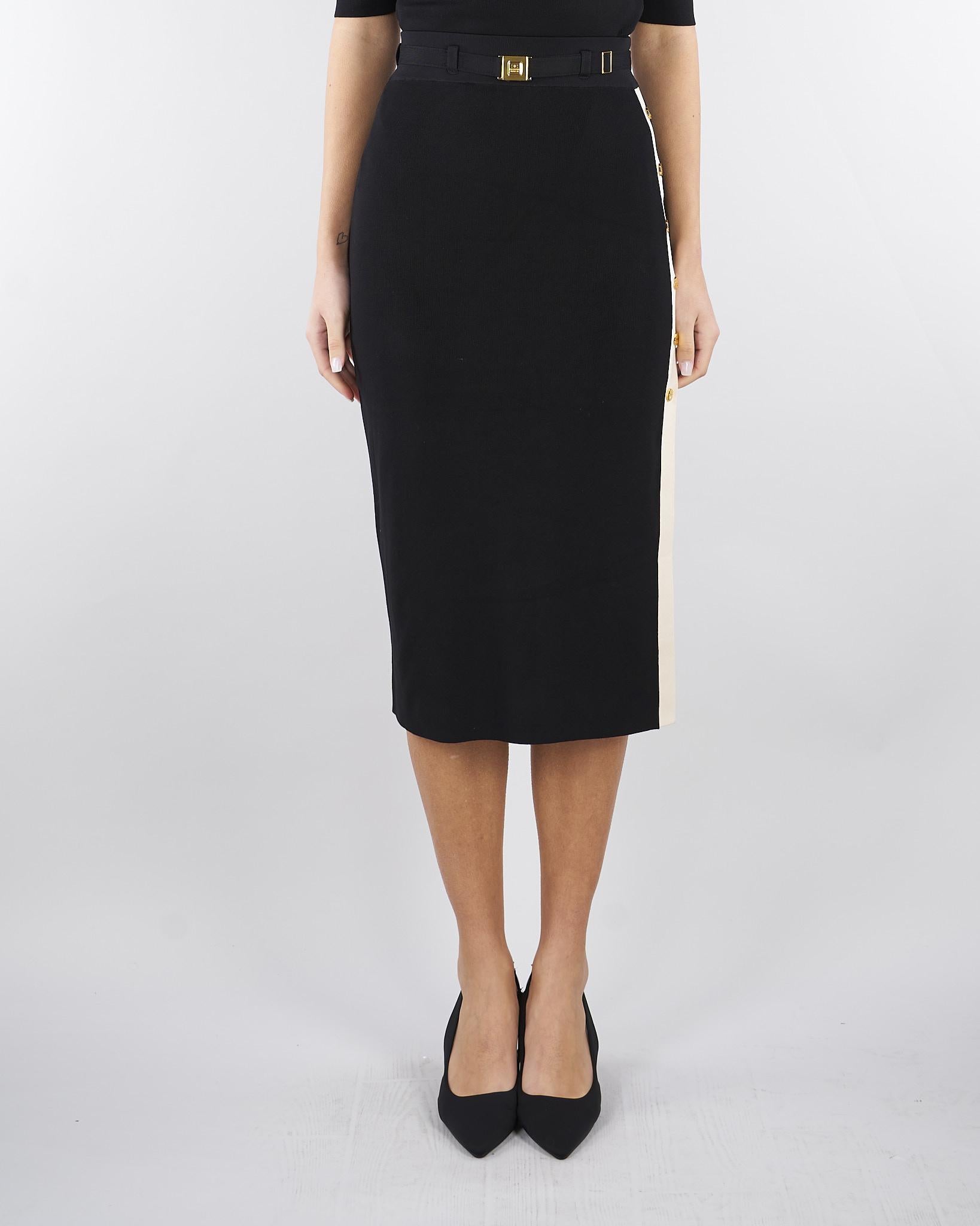 Gonna in maglia con bande in viscosa lucida GK27S61E2 685 ELISABETTA FRANCHI 