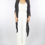 Stola Nero in lurex traforato con frange