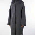 Mantella Antracite in pura lana merinos con inserti in vera pelliccia P2515VO 90 GIOVI 