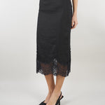Gonna Nero in lino con fondo in pizzo TT2185 6 TWIN SET 