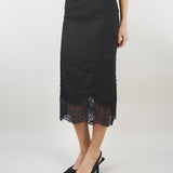 Gonna Nero in lino con fondo in pizzo TT2185 6 TWIN SET 
