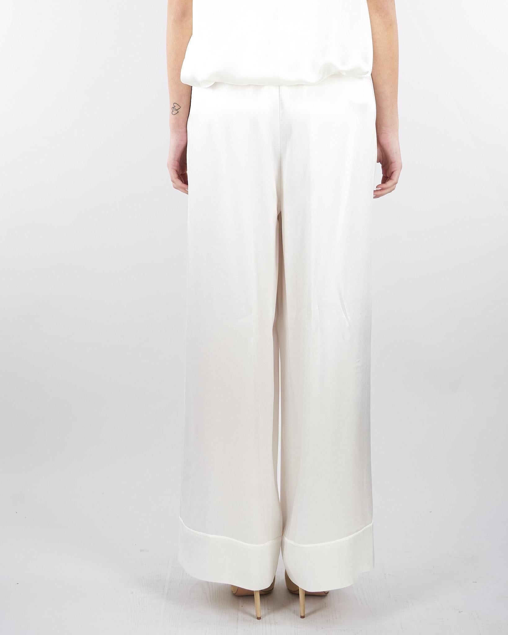 Pantalone Bianco in satin con elastico in vita SS260046 1 ELEH 