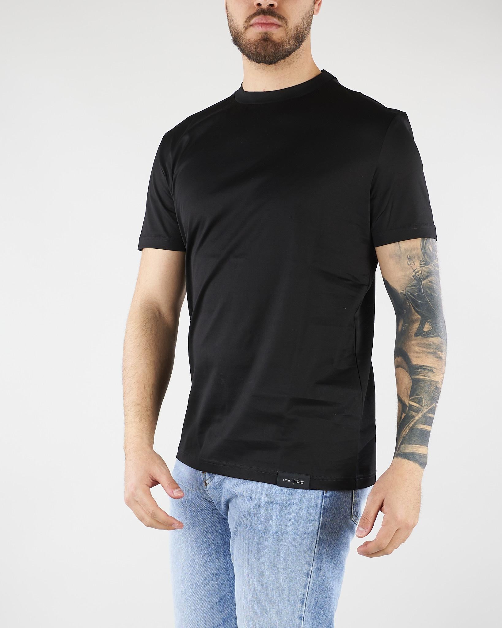 T-shirt Basic Nero in cotone mercerizzato LT26001 D001 LOW BRAND 