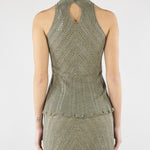 Top halter Verde in maglia di lino con lurex TT3210 13565 TWIN SET 
