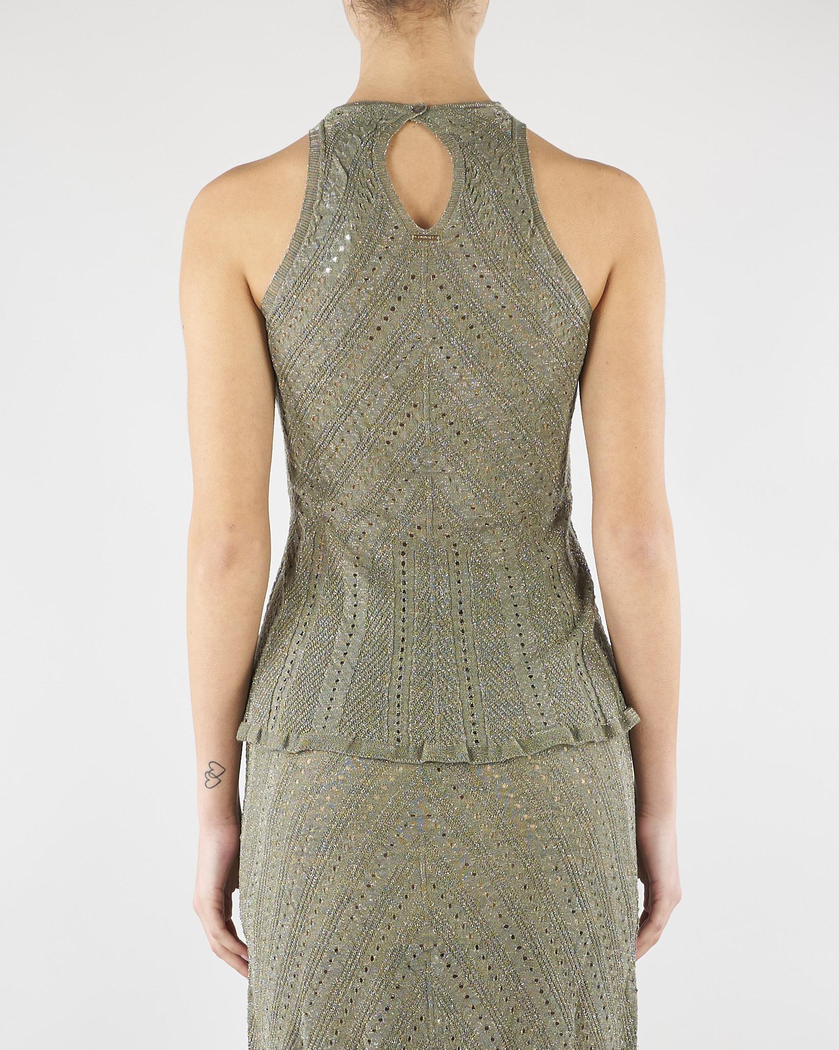 Top halter Verde in maglia di lino con lurex TT3210 13565 TWIN SET 
