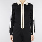 Giacca Nero-Burro in maglia con bande in viscosa lucida MK66S61E2 685 ELISABETTA FRANCHI 