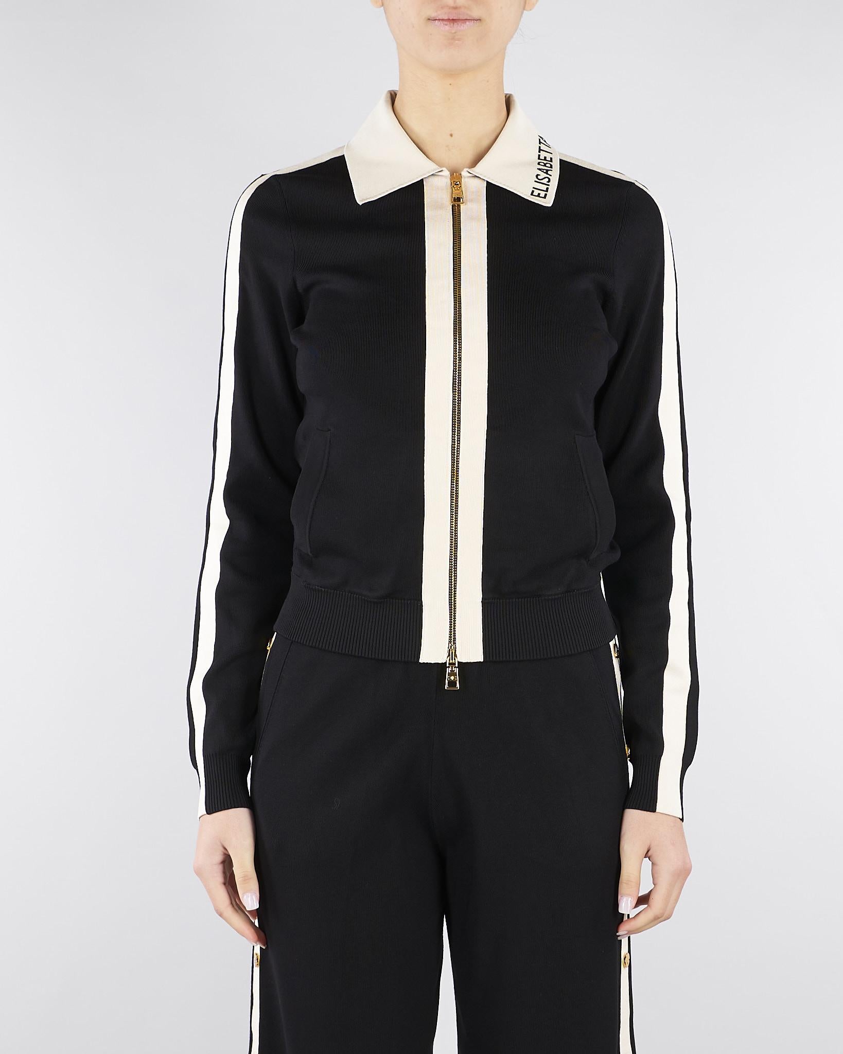 Giacca Nero-Burro in maglia con bande in viscosa lucida MK66S61E2 685 ELISABETTA FRANCHI 