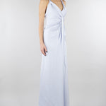 Abito Celeste in satin con drappeggio SS260381 25 ELEH 