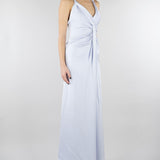 Abito Celeste in satin con drappeggio SS260381 25 ELEH 