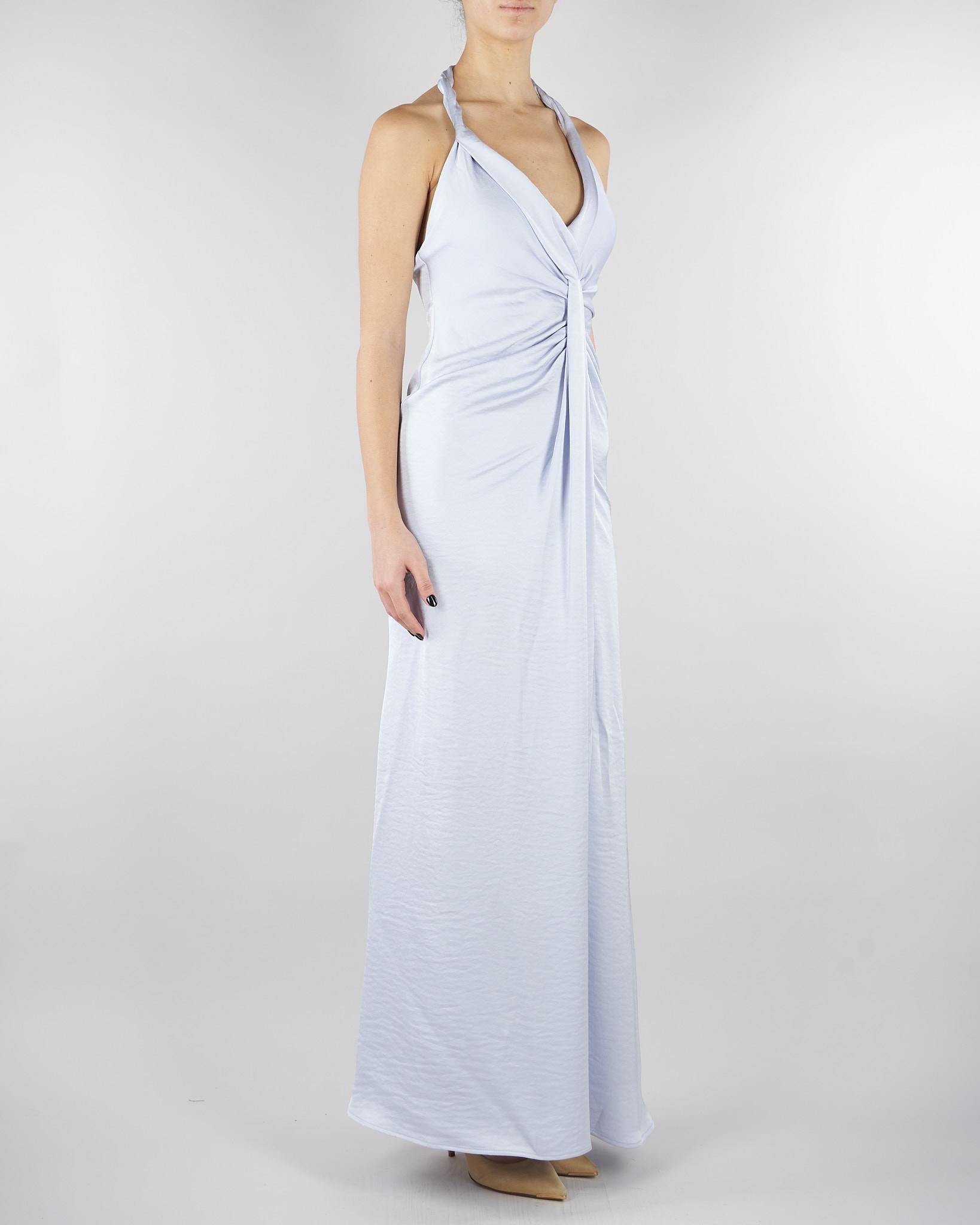 Abito Celeste in satin con drappeggio SS260381 25 ELEH 