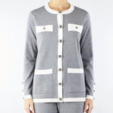 Cardigan Grigio-Bianco con profili a contrasto NS249 95 NO SECRETS 