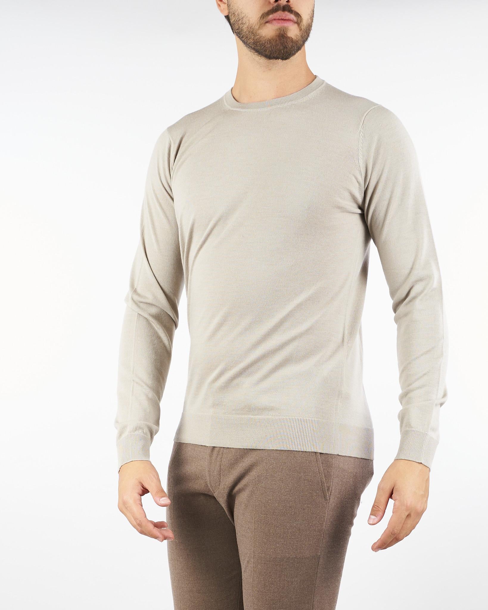 Maglia Beige in lana merinos 30618 308 JEORDIE'S 