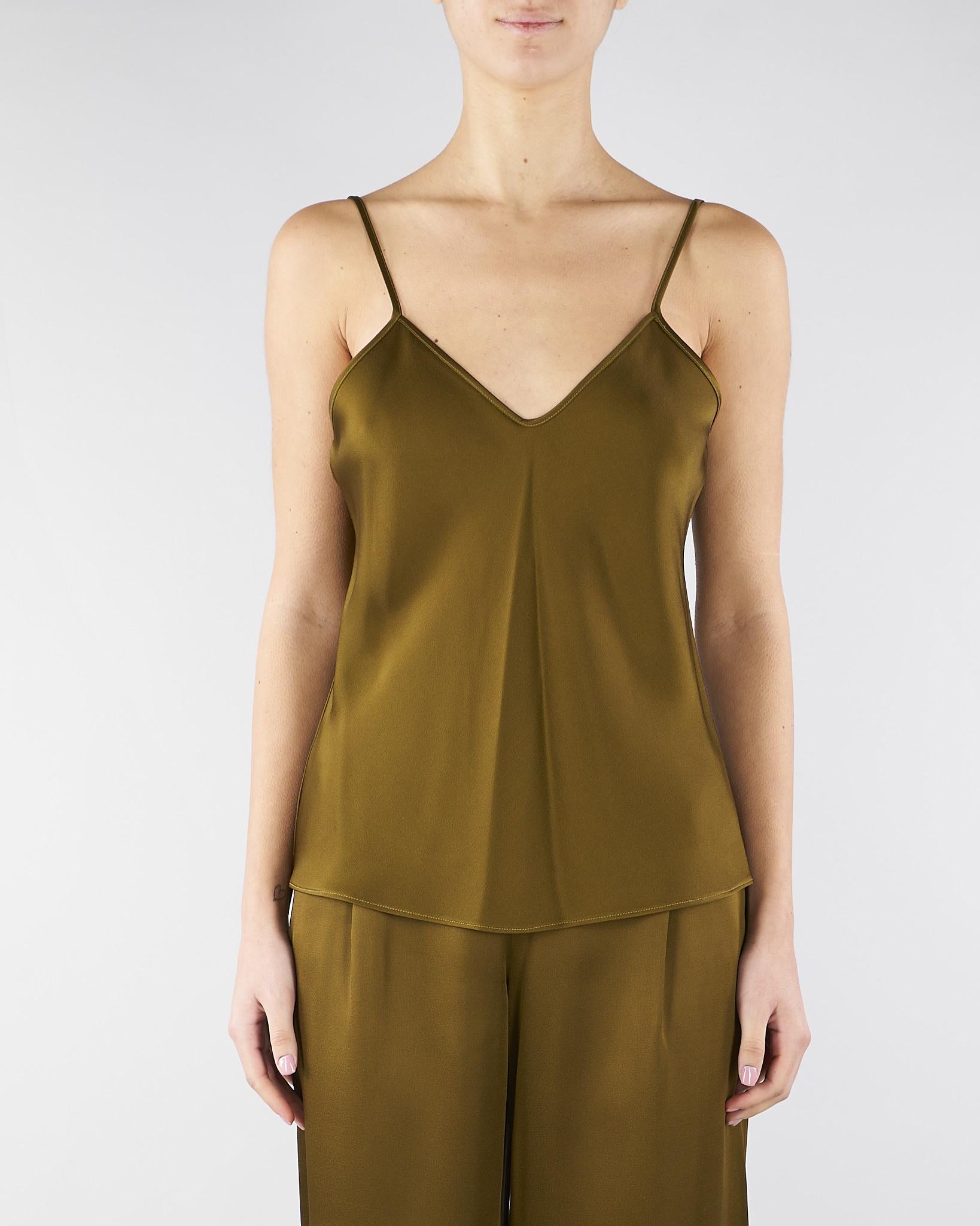 Top sottoveste Verde Olio in envers satin MSEONDE 56 MAX MARA STUDIO 