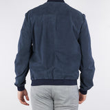 Giubbotto Blu in vera pelle scamosciata