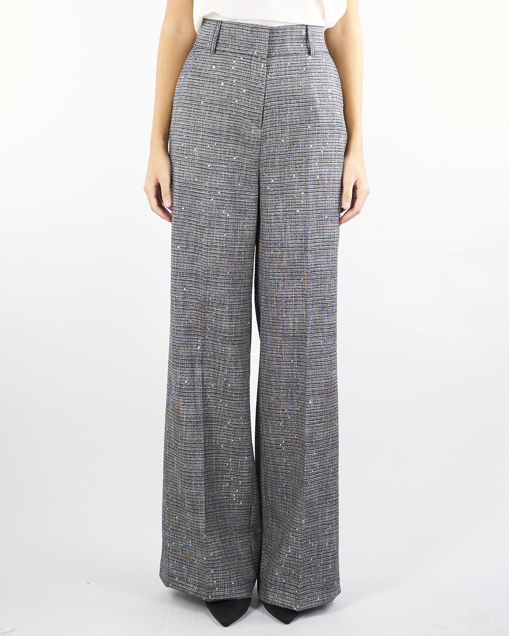 Pantalone Bianco-Nero microfantasia con paillettes ACTPA024PA3020 00 ACTUALEE 