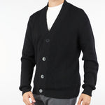 Cardigan Nero a costine in pura lana B9F0020 99 AMARANTO 