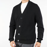 Cardigan Nero a costine in pura lana B9F0020 99 AMARANTO 