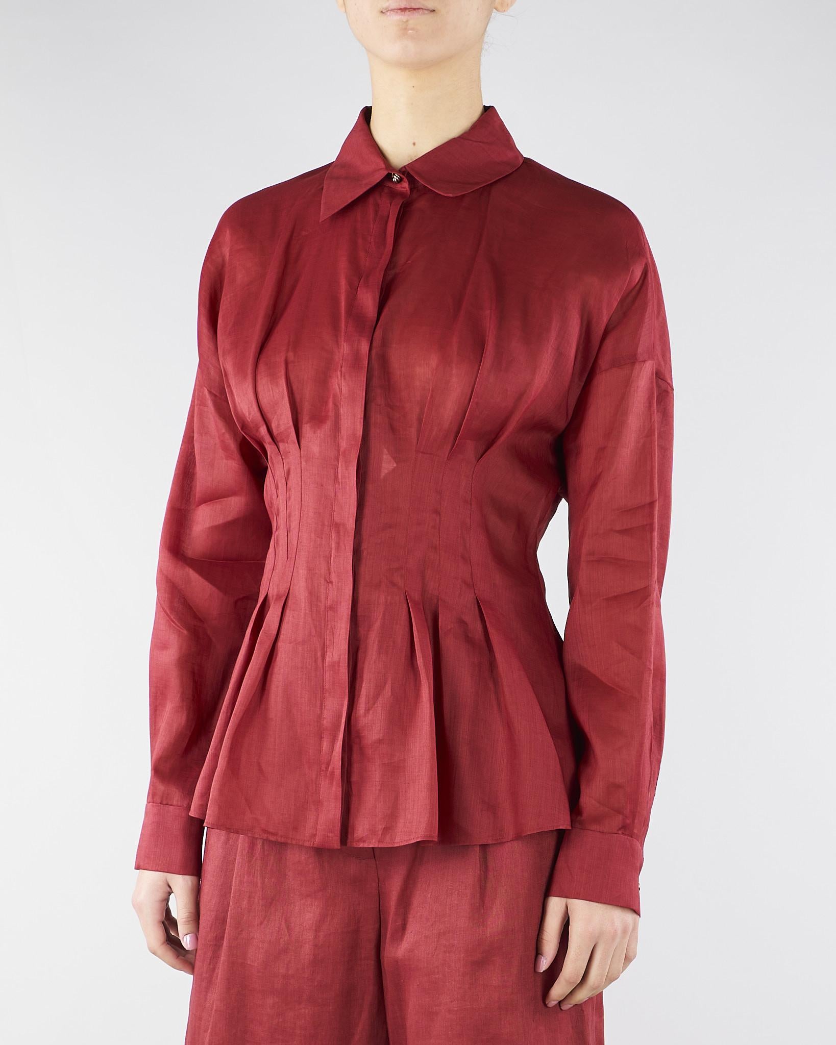 Camicia Rosso a maniche lunghe in tela ramié MSTORA 66 MAX MARA STUDIO 